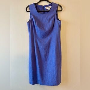 Adolfo Studio Linen Sheath Dress-Blue-Size 12